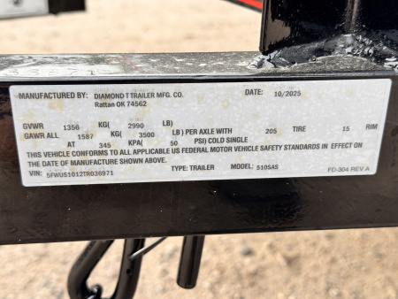 New 2026 Diamond T 5-10 Ramp Gate Utility 3K GVWR