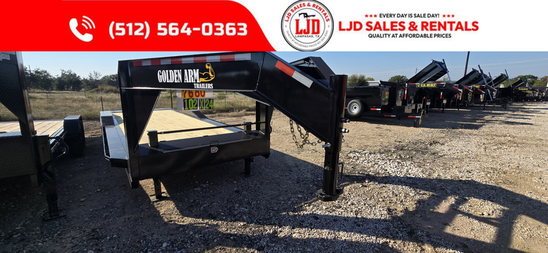 New 2025 Golden Arm - 102  x 24' - Drive over fender - Equipment Trailer