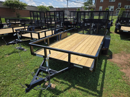 New 6 x 12 Sure-Trac Tube Top Utility Trailer, 3k GVWR **w/ Spring Assist Fold-Flat Gate, Spare Mount, Set-back Jack