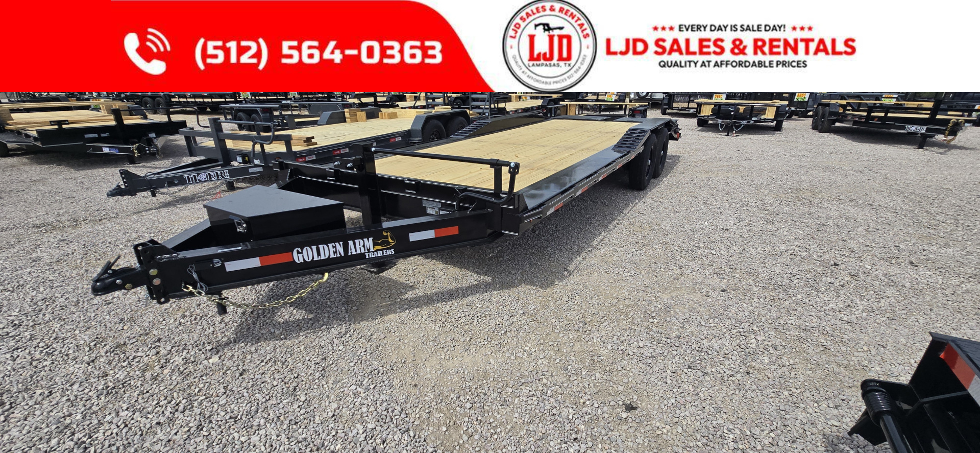 New 2025 Golden Arm - 102" x 22' - Drive over fender - Equipment Trailer