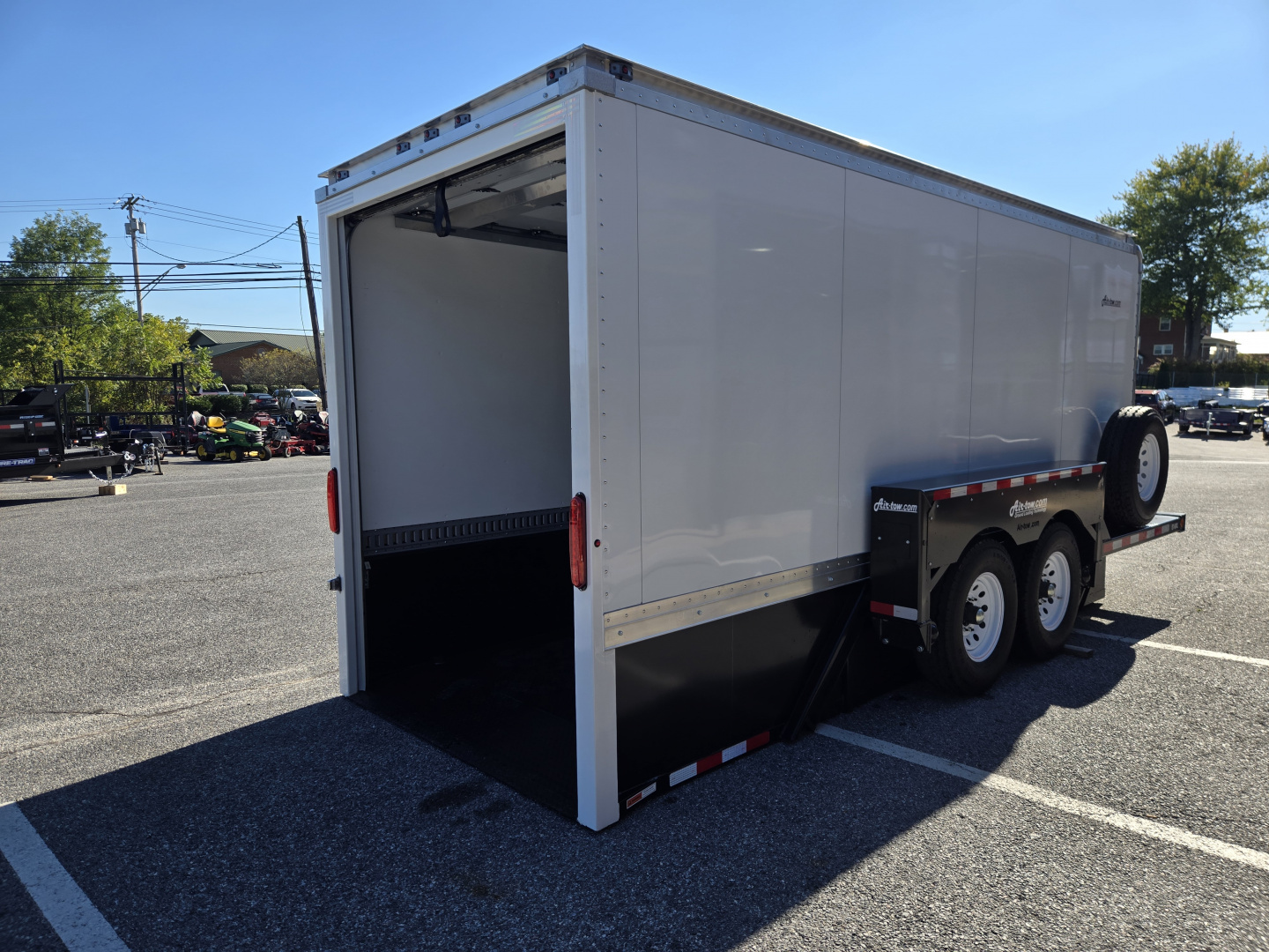 New 6'3" x 15'9" Air-Tow E16-XL Enclosed Drop Deck Equipment Trailer 14k GVWR **Black Frame w/Spare Tire Mount & 110V Batt Charger