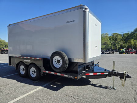 New 6'3  x 15'9  Air-Tow E16-XL Enclosed Drop Deck Equipment Trailer 14k GVWR **Black Frame w/Spare Tire Mount & 110V Batt Charger