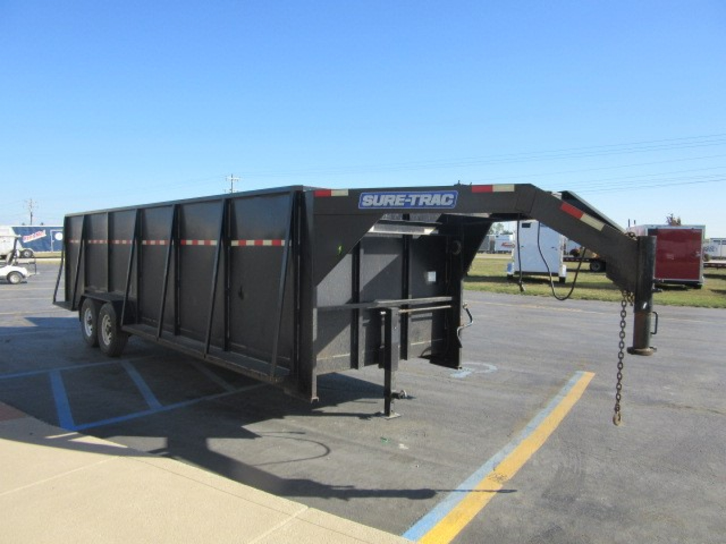 Used 2019 Sure-Trac 7 x 24 Wood High Side ST81241TGN140 Equipment Trailer 14K / Recessed E-Track (Wall Mounted)