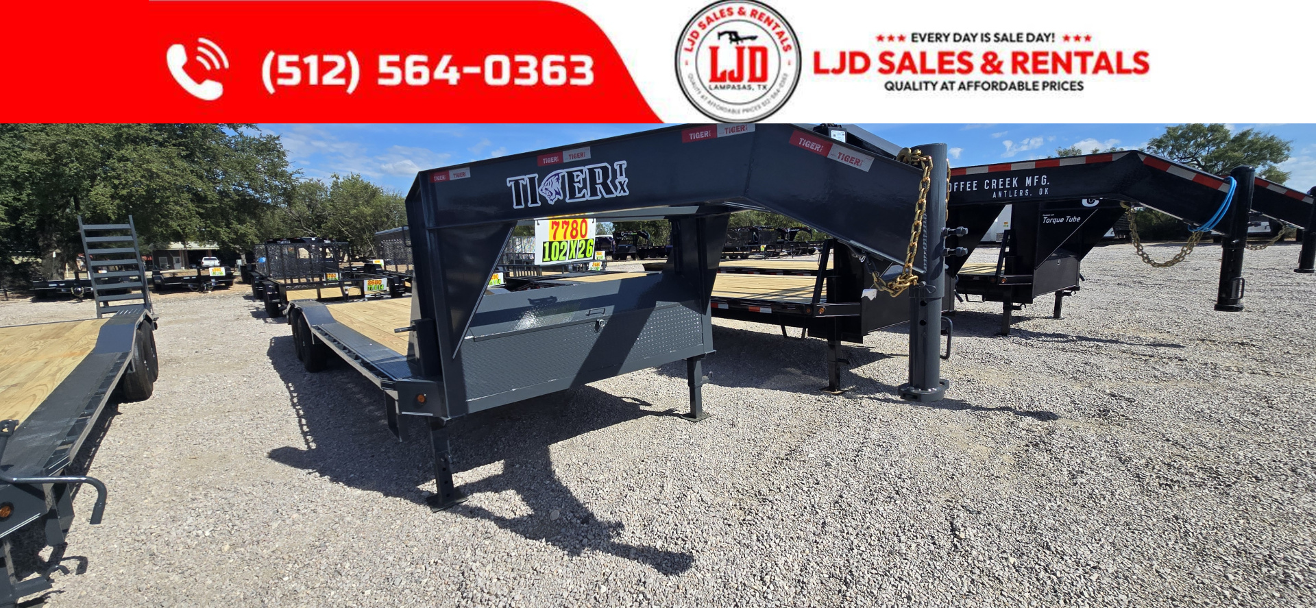 New 2026 Tiger - Gooseneck - Drive Over Fender - 102" X 26' - Equipment Trailer