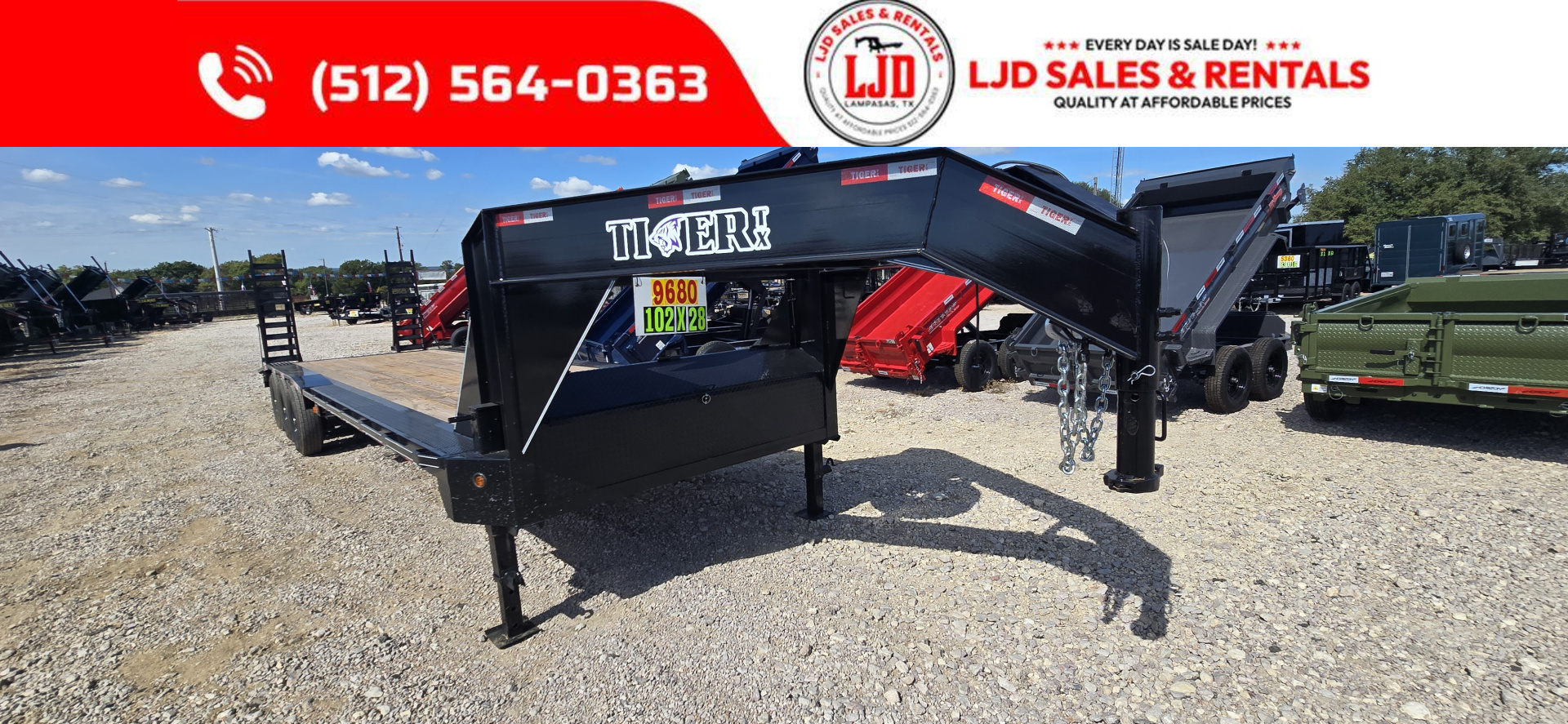 New 2026 Tiger - Gooseneck - Drive Over Fender 102" X 28' - 21K GVWR