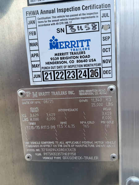 New 2026 Merritt Gooseneck 32' Stock