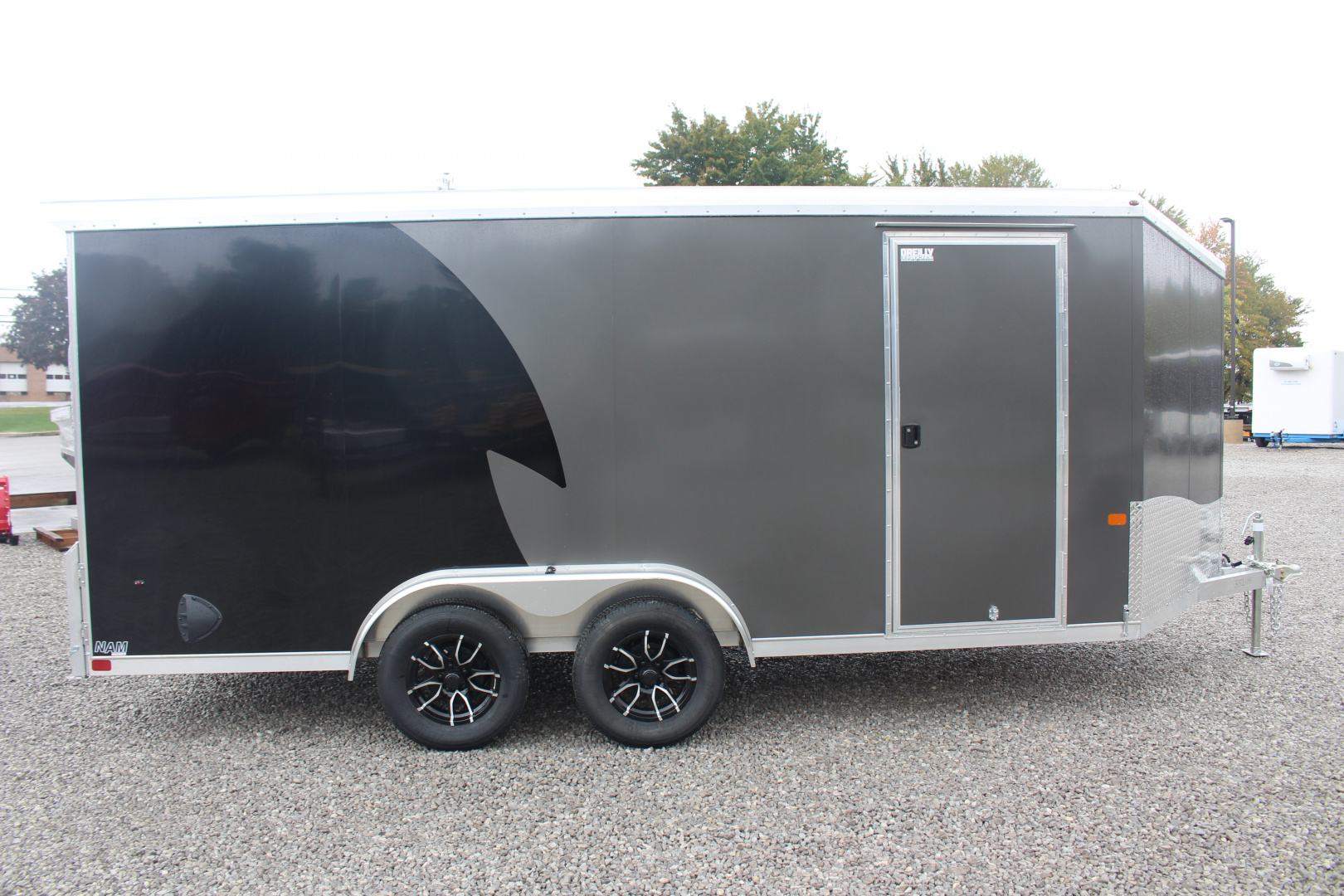 New 2026 NEO NAM 7.5' x 16' Aluminum Enclosed Motorcycle UTV Trailer - RAMP DOOR - 6.5' Interior Height - 7000# GVW