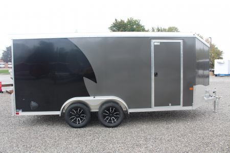 New 2026 NEO NAM 7.5' x 16' Aluminum Enclosed Motorcycle UTV Trailer - RAMP DOOR - 6.5' Interior Height - 7000# GVW