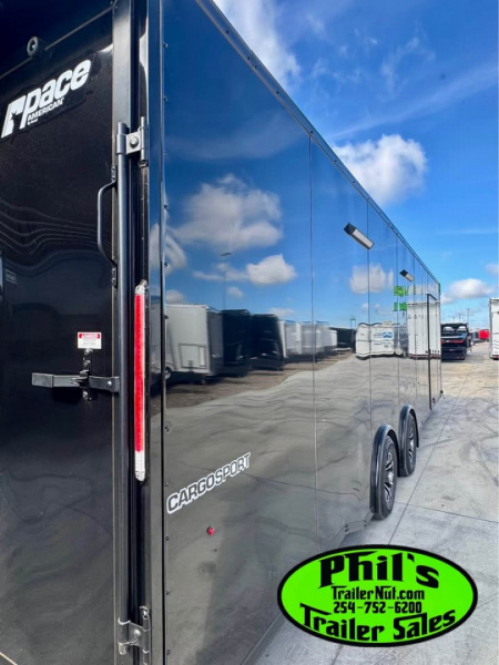 New Pace American 8.5 X28 CARGO SPORT Car / Racing Trailer ESCAPE DOOR SPREAD AXLES & UPGRADED .080 EXTERIOR!