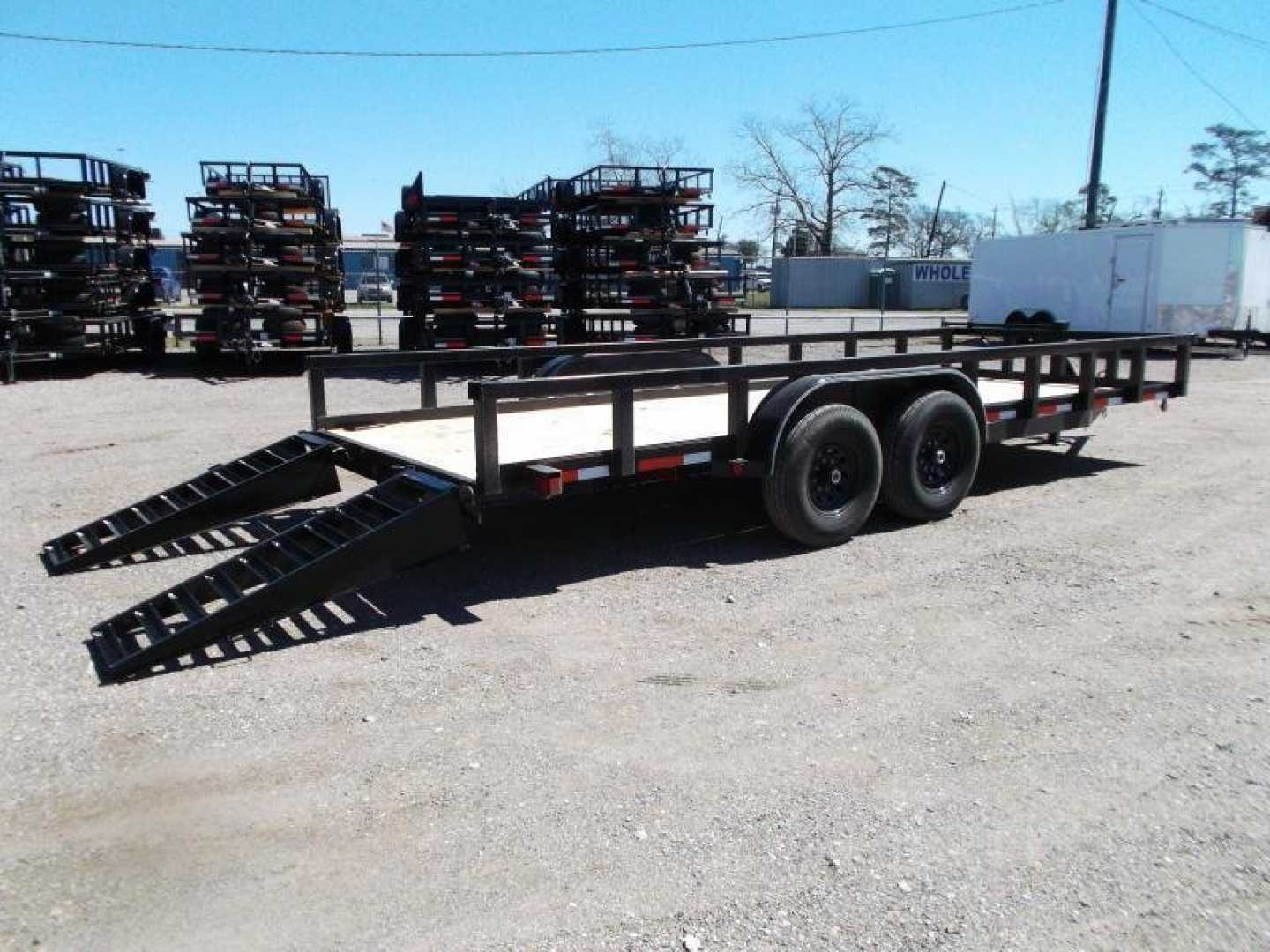 New 2026 J&C Trailers 83x20 Heavy Duty 14K Utility Trailer / Lowboy Trailer / 7000# Axles / 3" Square Tubing / 5ft Heavy Duty Stand Up Ramps