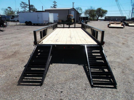 New 2026 J&C Trailers 83x20 Heavy Duty 14K Utility Trailer / Lowboy Trailer / 7000# Axles / 3" Square Tubing / 5ft Heavy Duty Stand Up Ramps
