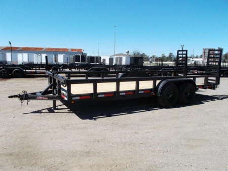 New 2026 J&C Trailers 83x20 Heavy Duty 14K Utility Trailer / Lowboy Trailer / 7000# Axles / 3" Square Tubing / 5ft Heavy Duty Stand Up Ramps