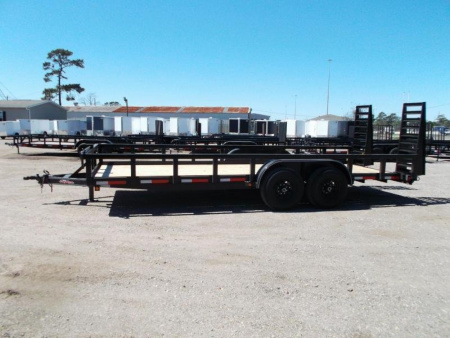 New 2026 J&C Trailers 83x20 Heavy Duty 14K Utility Trailer / Lowboy Trailer / 7000# Axles / 3" Square Tubing / 5ft Heavy Duty Stand Up Ramps