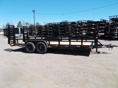 New 2026 J&C Trailers 83x20 Heavy Duty 14K Utility Trailer / Lowboy Trailer / 7000# Axles / 3" Square Tubing / 5ft Heavy Duty Stand Up Ramps