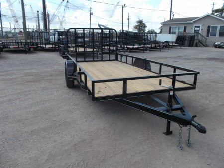 New 2026 J&C Trailers 77x14 SA Utility Trailer / UTV Trailer / C-Channel Wrap Tongue / 2" Bulldog Coupler / 4ft Ramp Gate