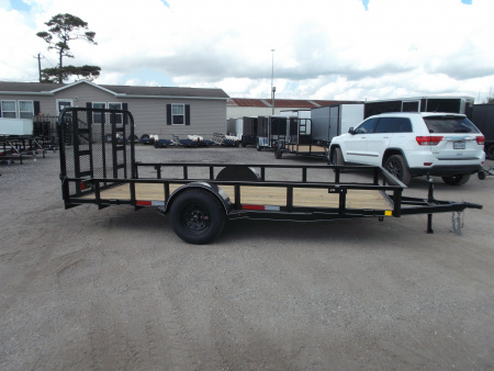 New 2026 J&C Trailers 77x14 SA Utility Trailer / UTV Trailer / C-Channel Wrap Tongue / 2" Bulldog Coupler / 4ft Ramp Gate