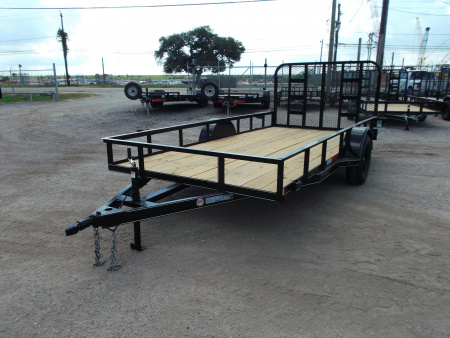 New 2026 J&C Trailers 77x14 SA Utility Trailer / UTV Trailer / C-Channel Wrap Tongue / 2" Bulldog Coupler / 4ft Ramp Gate