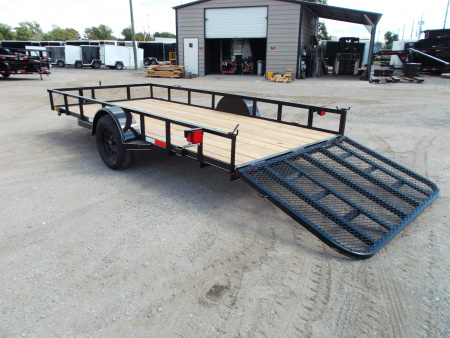 New 2026 J&C Trailers 77x14 SA Utility Trailer / UTV Trailer / C-Channel Wrap Tongue / 2" Bulldog Coupler / 4ft Ramp Gate