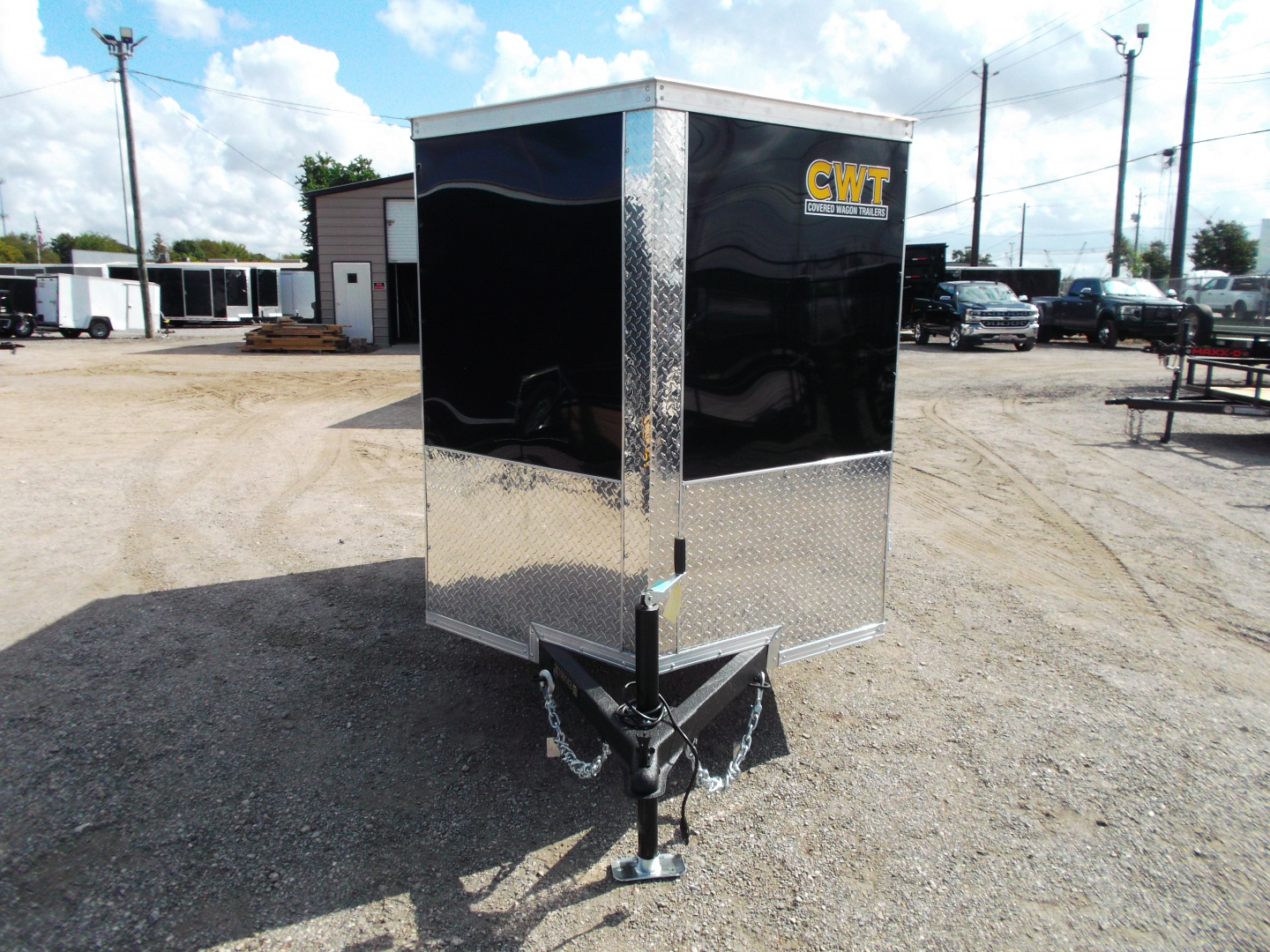 New 2026 Covered Wagon Trailers 5x8 Cargo Trailer / Enclosed Trailer / Ramp / Side Door / .030 Black Semi-Screwless Exterior / Bed Lined Tongue and Frame
