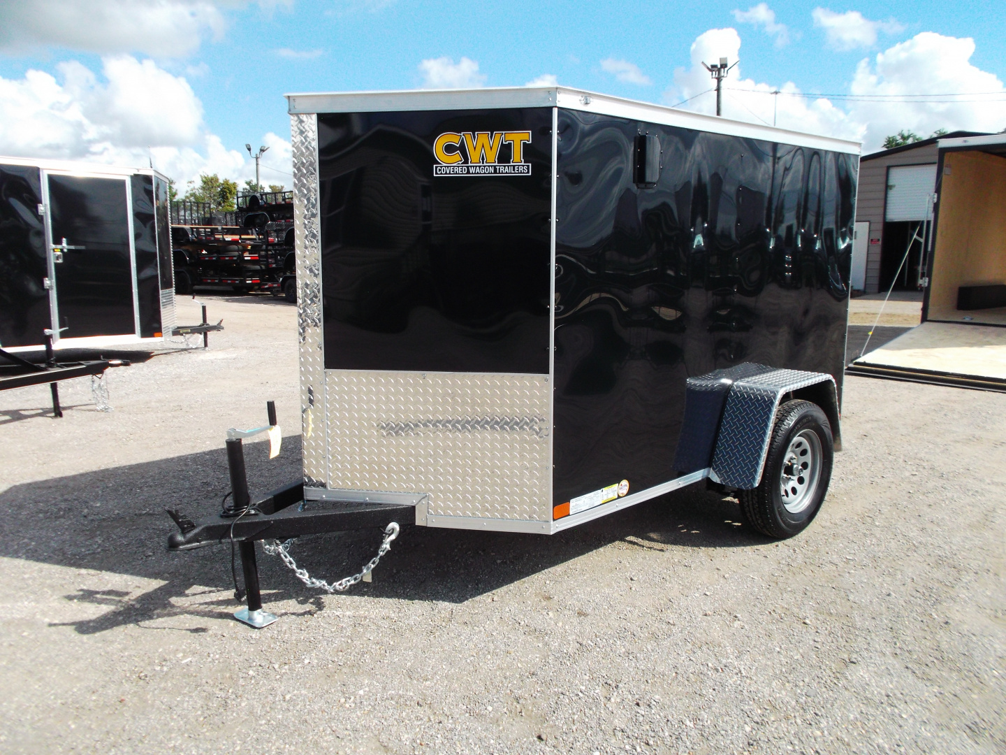 New 2026 Covered Wagon Trailers 5x8 Cargo Trailer / Enclosed Trailer / Ramp / Side Door / .030 Black Semi-Screwless Exterior / Bed Lined Tongue and Frame