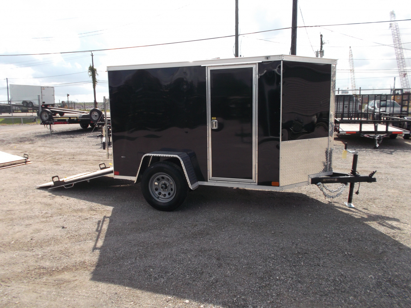 New 2026 Covered Wagon Trailers 5x8 Cargo Trailer / Enclosed Trailer / Ramp / Side Door / .030 Black Semi-Screwless Exterior / Bed Lined Tongue and Frame