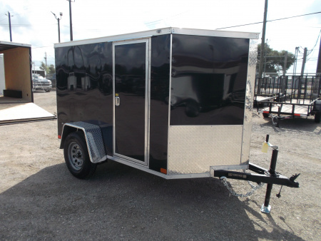 New 2026 Covered Wagon Trailers 5x8 Cargo Trailer / Enclosed Trailer / Ramp / Side Door / .030 Black Semi-Screwless Exterior / Bed Lined Tongue and Frame