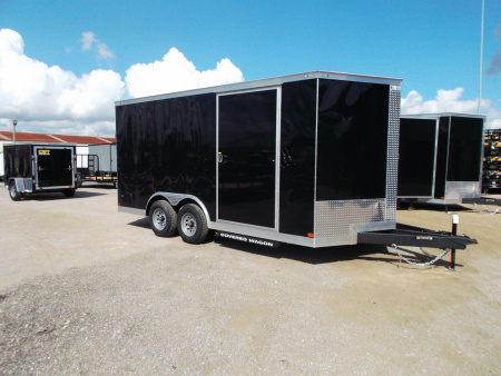 New 2026 Covered Wagon Trailers 8.5x16 Cargo Trailer / Enclosed Trailer / Car Hauler / 5200# Axles / 7ft Interior / .030 Black Semi-Screwless Exterior / Extra Wide Ramp