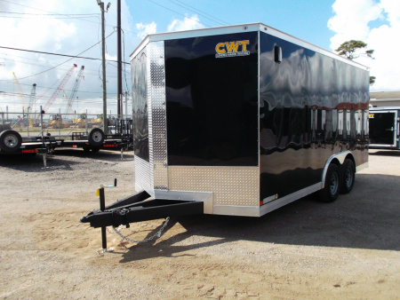 New 2026 Covered Wagon Trailers 8.5x16 Cargo Trailer / Enclosed Trailer / Car Hauler / 5200# Axles / 7ft Interior / .030 Black Semi-Screwless Exterior / Extra Wide Ramp