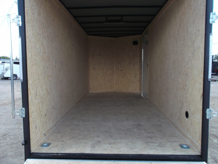 New 2026 Covered Wagon Trailers 7x16 Tandem Axle Cargo Trailer / Enclosed Trailer / 7'6" Interior / Extra Wide Ramp / 48" RV Side Door / LEDs / .030 Black Semi-Screwless Exterior