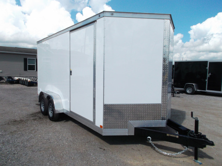New 2026 Covered Wagon Trailers 7x16 Cargo Trailer / Enclosed Trailer / 7ft Interior / Extra Wide Ramp / 48" RV Door / .080 White Poly Core Semi-Screwless Exterior