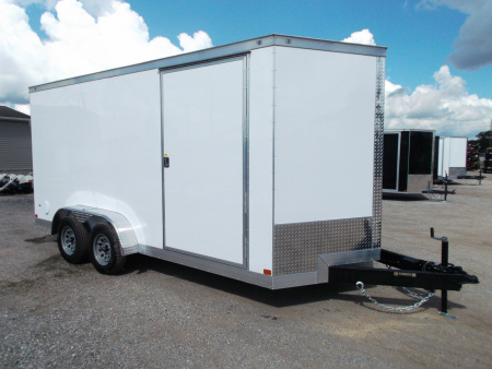 New 2026 Covered Wagon Trailers 7x16 Cargo Trailer / Enclosed Trailer / 7ft Interior / Extra Wide Ramp / 48" RV Door / .080 White Poly Core Semi-Screwless Exterior