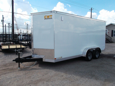 New 2026 Covered Wagon Trailers 7x16 Cargo Trailer / Enclosed Trailer / 7ft Interior / Extra Wide Ramp / 48" RV Door / .080 White Poly Core Semi-Screwless Exterior