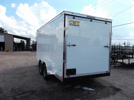 New 2026 Covered Wagon Trailers 7x16 Cargo Trailer / Enclosed Trailer / 7ft Interior / Extra Wide Ramp / 48" RV Door / .080 White Poly Core Semi-Screwless Exterior