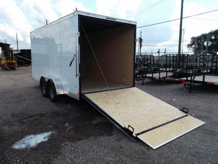 New 2026 Covered Wagon Trailers 7x16 Cargo Trailer / Enclosed Trailer / 7ft Interior / Extra Wide Ramp / 48" RV Door / .080 White Poly Core Semi-Screwless Exterior