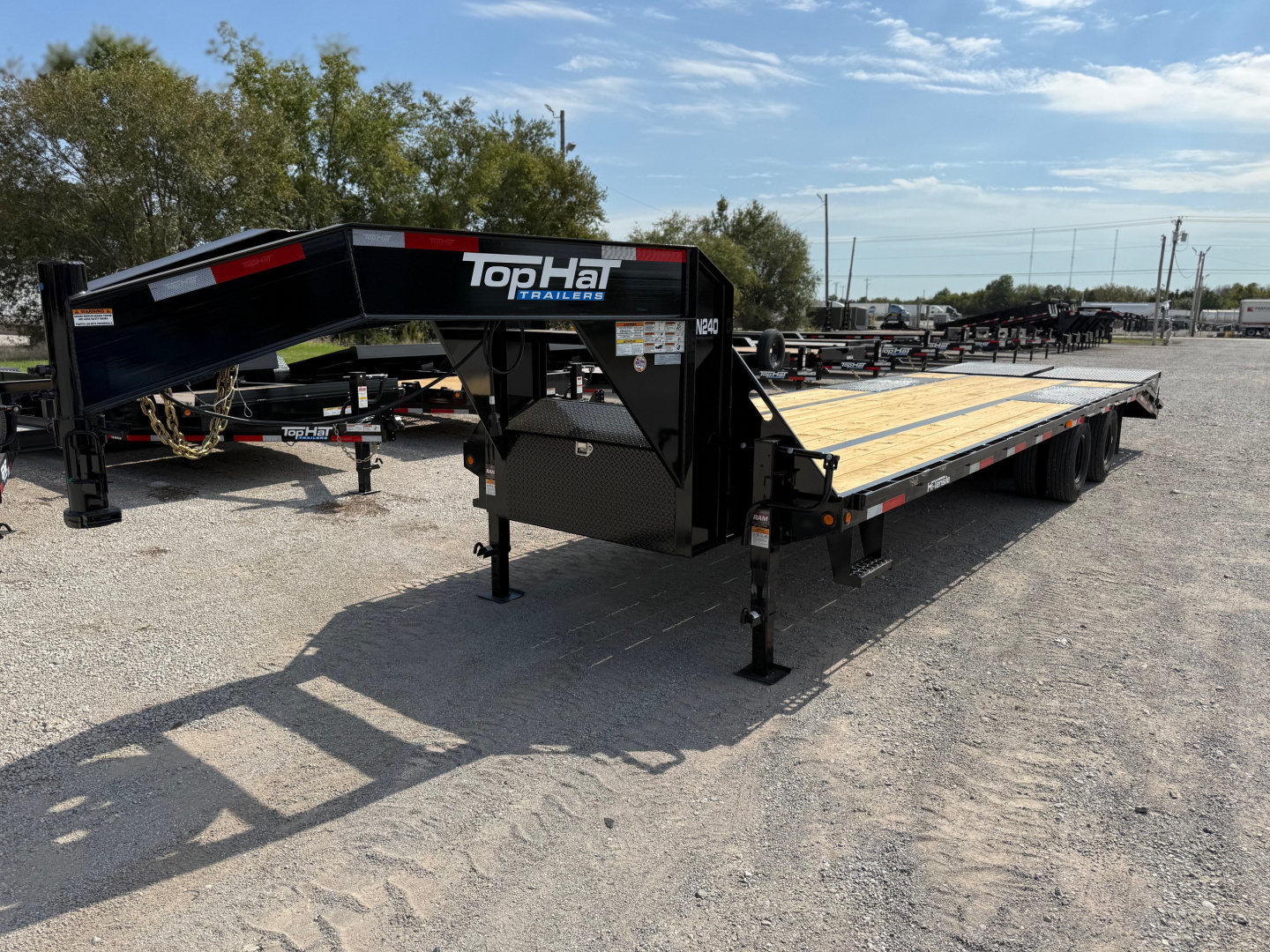New 2026 Top Hat Trailers GN240-30x102 Flatbed Trailer w/ Jumbo Ramps & 14 Ply Upg. (25'+5')