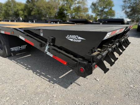 New 2026 Top Hat Trailers GN240-30x102 Flatbed Trailer w/ Jumbo Ramps & 14 Ply Upg. (25'+5')