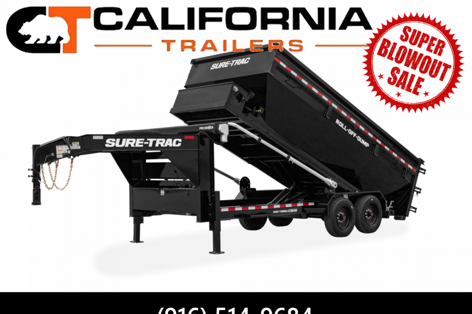 New 7x16 Roll off Dump - Carrier Only - Gooseneck 17.6K