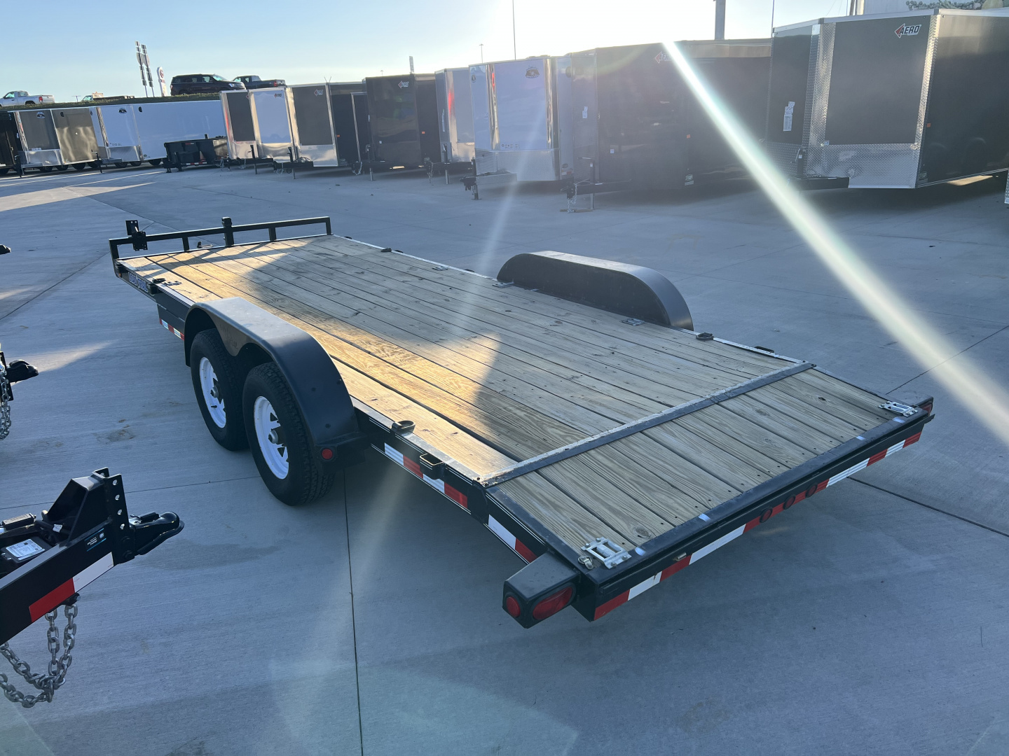 Used 2012 20’ Load Trail flatbed Trailer 2-5200 lb axles=10K, dovetail, removable fenders, Slide In Ramps
