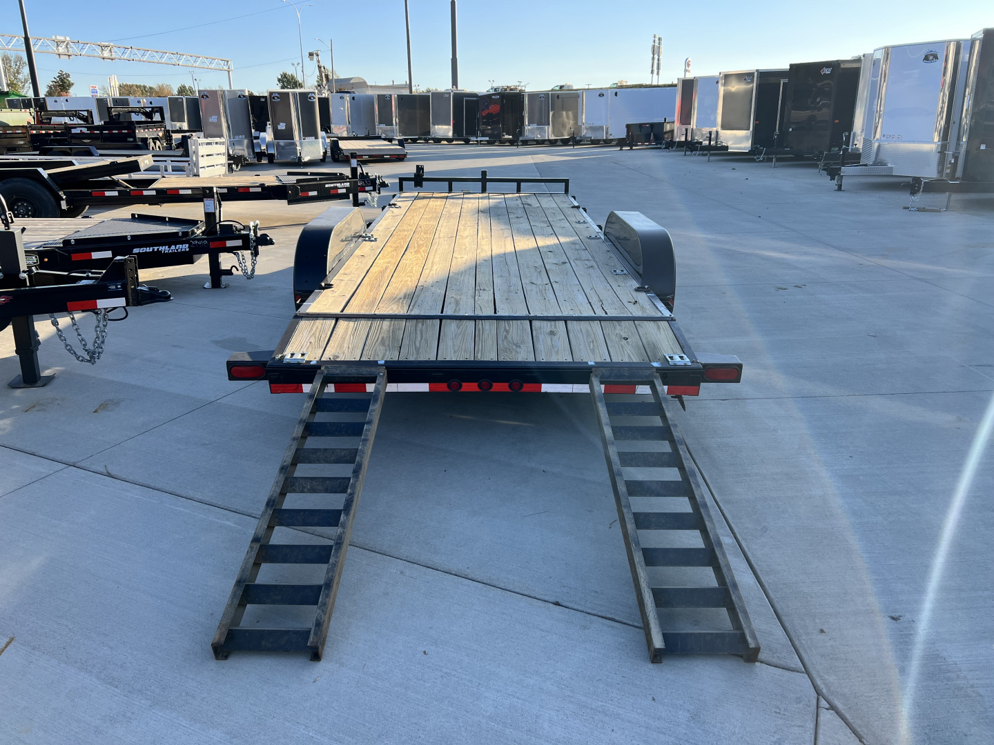 Used 2012 20’ Load Trail flatbed Trailer 2-5200 lb axles=10K, dovetail, removable fenders, Slide In Ramps