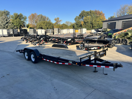 Used 2012 20’ Load Trail flatbed Trailer 2-5200 lb axles=10K, dovetail, removable fenders, Slide In Ramps