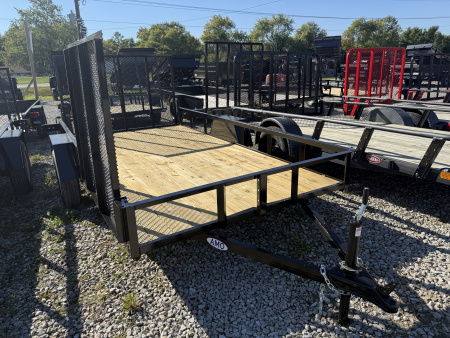 New 2026 AMO US121 Utility Trailer 76X12 SA LOWSIDES W/ SIDE GATE (GVW:2990) BLACK
