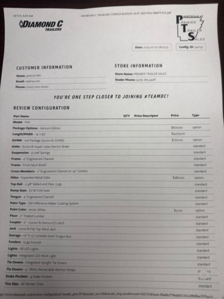 New 2026 Diamond C Trailers PSA 106 Venture Series 14'X83" Utility Trailer