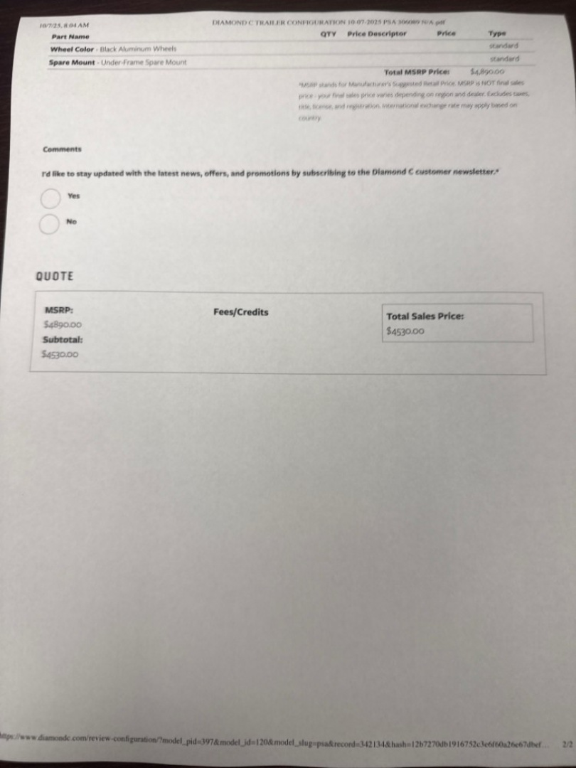 New 2026 Diamond C Trailers PSA  135 Package Venture Edition 12'X83" Utility Trailer