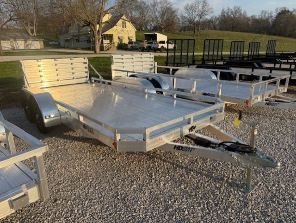 New 2026 Black Rhino 7X16 AULUMINUM TANDEM AXLE LO PRO w/BIFOLD GATE Utility Trailer