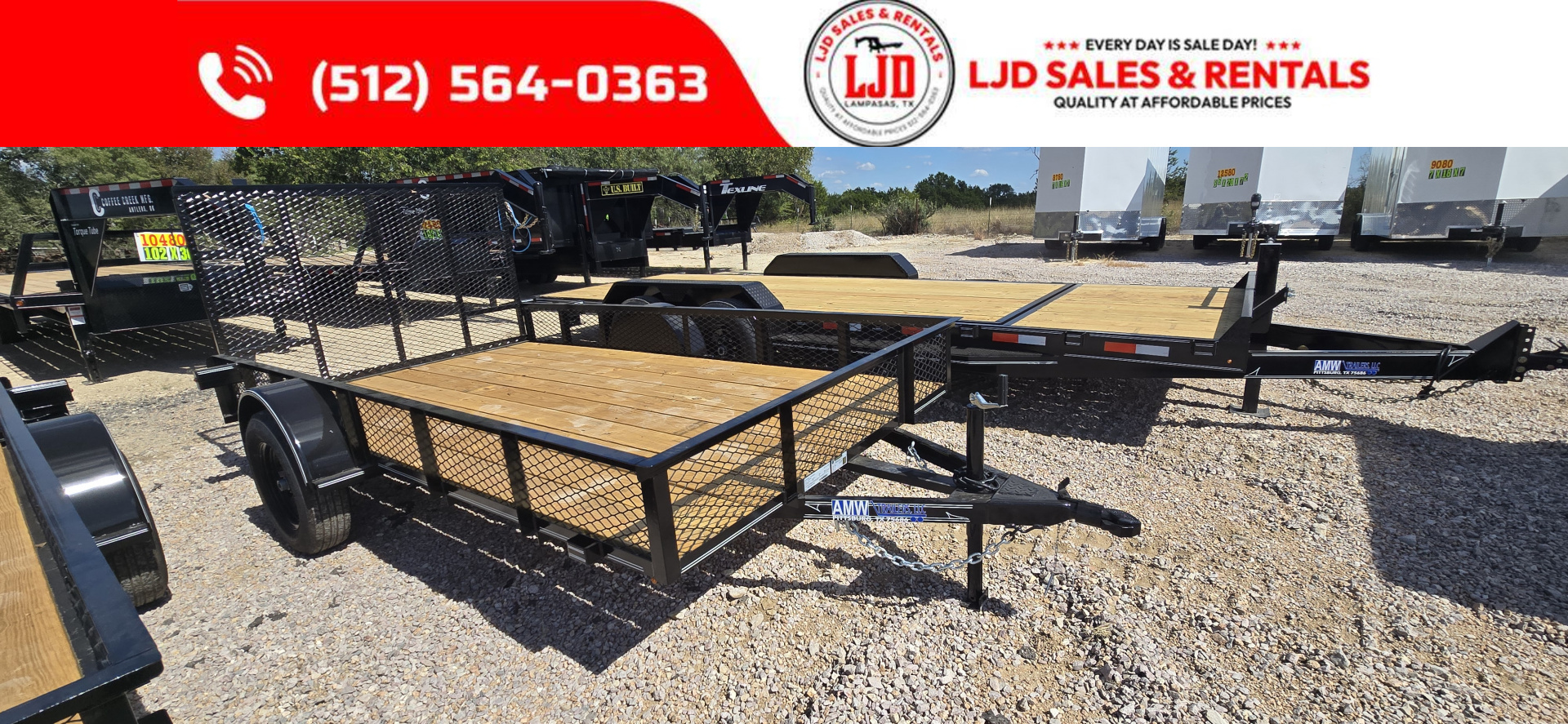New 2025 AMW - 77" X 12' - Utility Trailer
