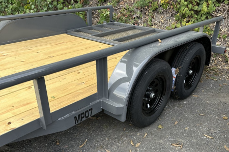 New 2026 Top Hat 7X14 Pipe Rail Utility Trailer