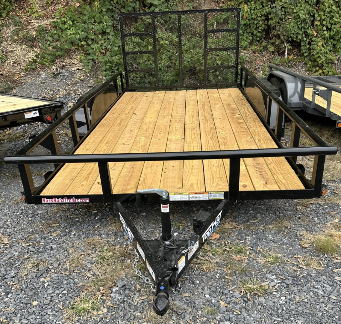 New 2026 Top Hat 7X14 Pipe Rail Utility Trailer