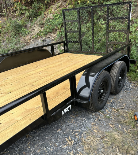 New 2026 Top Hat 7X14 Pipe Rail Utility Trailer
