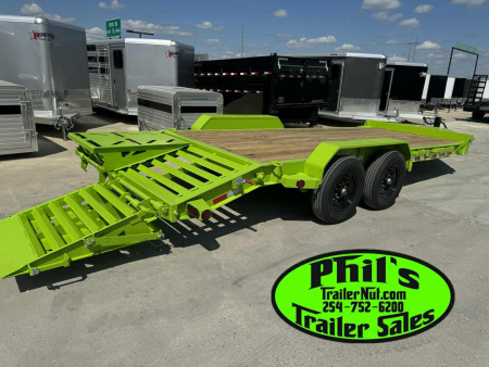 New IRON BULL NEW 20' EQUIPMENT TRAILER OPEN TRAILER UTILITY TRAILERS MEGA RAMP Equipment Trailer