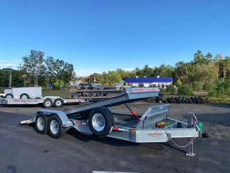 New 2026 Triumph galvanized 7x20 - Hydraulic Power Tilt/ Winch Plate/ I-Beam Frame - 16k GVW